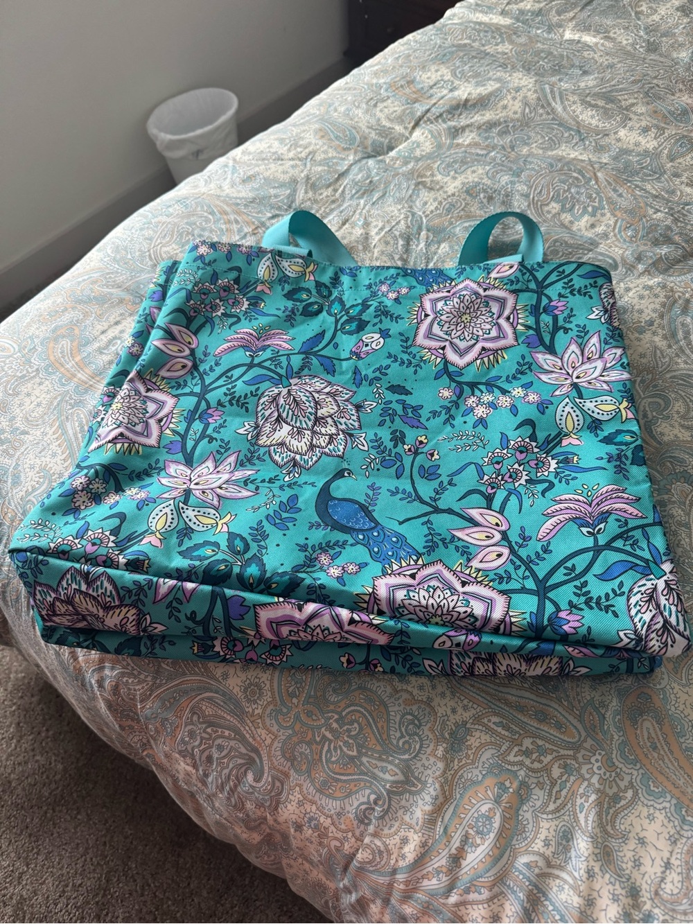 Vera Bradley Teal Floral Peacock Garden Tote